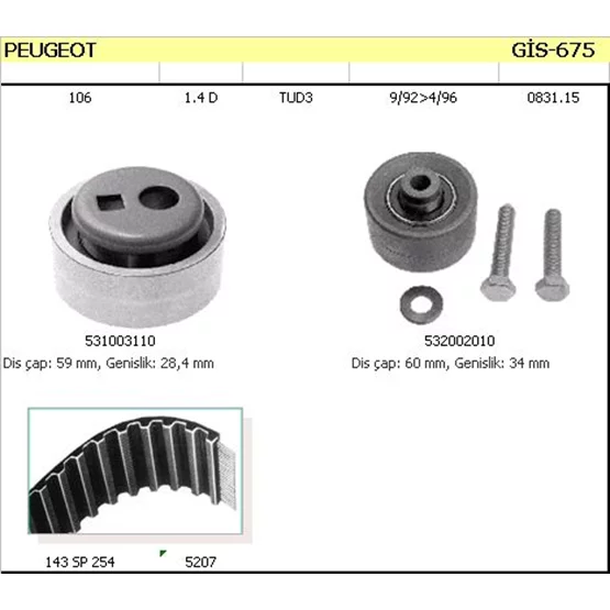 Citroen AX 083115 Eksantrik Triger Seti GİS