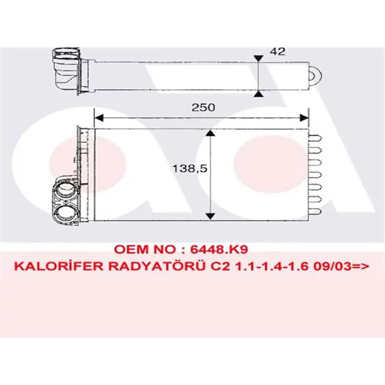 Citroen C2 6448K9 Kalorifer Radyatörü KALE
