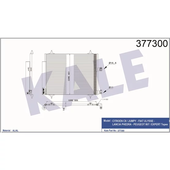 Citroen C8 6455AP Klima Radyatörü KALE